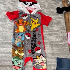 Kid’s Pokemon Red and Gray One Piece Pajamas, size XS